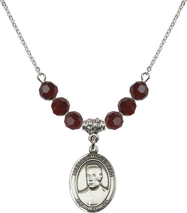 Blessed Miguel Pro Birthstone Necklace | 3/4 inch | 6mm Beads