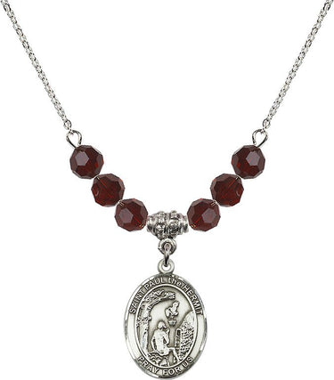 Saint Paul the Hermit Birthstone Necklace | 3/4 inch | 6mm Beads