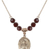 Saint Peter Chanel Birthstone Necklace | 3/4 inch | 6mm Beads  Garnet 14kt Gold Filled