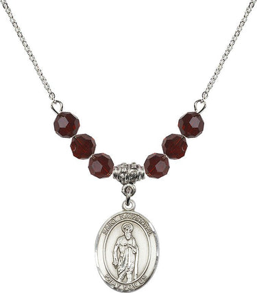 Saint Nathanael Birthstone Necklace | 3/4 inch | 6mm Beads