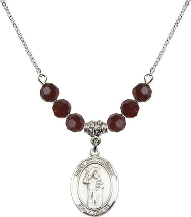 Saint Columbkille Birthstone Necklace | 3/4 inch | 6mm Beads