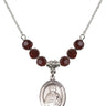 Saint Gerald Birthstone Necklace | 3/4 inch | 6mm Beads  Garnet Sterling Silver
