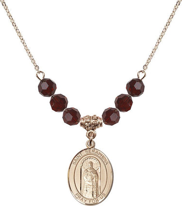 Saint Seraphina Birthstone Necklace | 3/4 inch | 6mm Beads