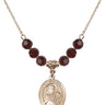 Saint Viator of Bergamo Birthstone Necklace | 3/4 inch | 6mm Beads  Garnet 14kt Gold Filled