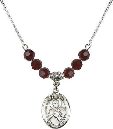 Saint Viator of Bergamo Birthstone Necklace | 3/4 inch