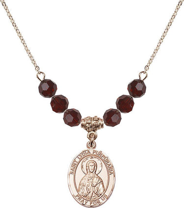 Saint Lydia Purpuraria Birthstone Necklace | 3/4 inch | 6mm Beads