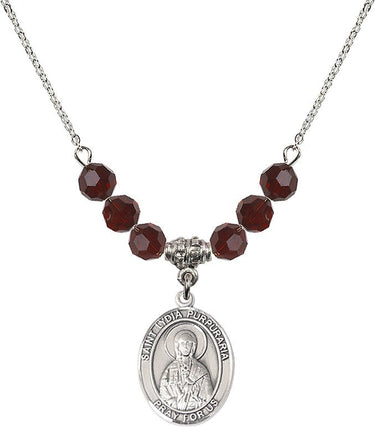 Saint Lydia Purpuraria Birthstone Necklace | 3/4 inch | 6mm Beads