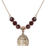 Saint Damien of Molokai Birthstone Necklace | 3/4 inch | 6mm Beads  Garnet 14kt Gold Filled