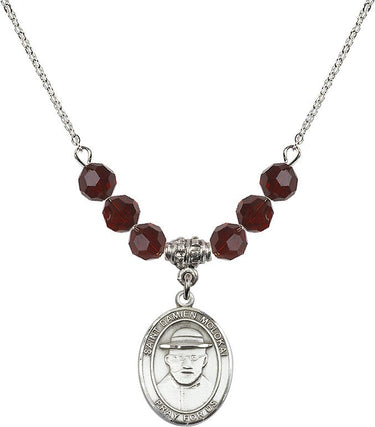 Saint Damien of Molokai Birthstone Necklace | 3/4 inch | 6mm Beads