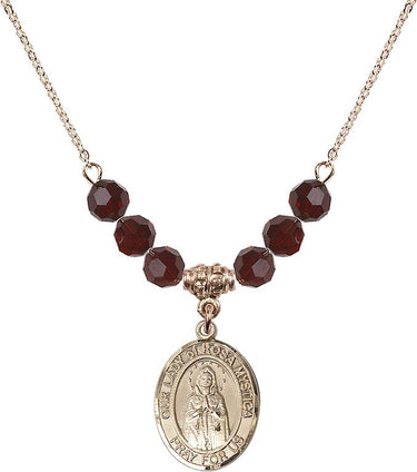 Our Lady of Rosa Mystica Birthstone Necklace | 3/4 inch | 6mm Beads