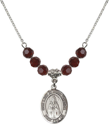 Our Lady of Rosa Mystica Birthstone Necklace | 3/4 inch | 6mm Beads