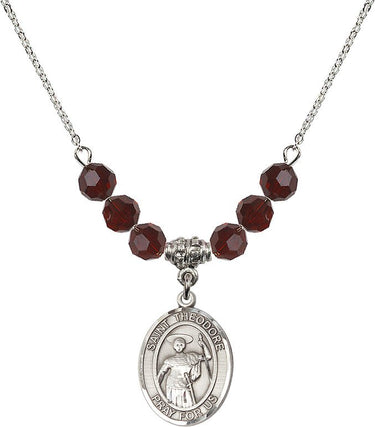 Saint Theodore Stratelates Birthstone Necklace | 3/4 inch | 6mm Beads