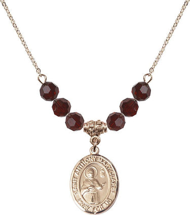 Saint Anthony Mary Claret Birthstone Necklace | 3/4 inch | 6mm Beads