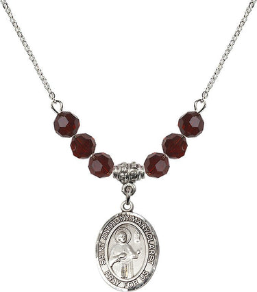 Saint Anthony Mary Claret Birthstone Necklace | 3/4 inch | 6mm Beads