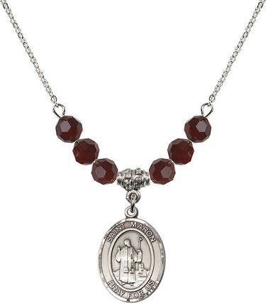 Saint Maron Birthstone Necklace | 3/4 inch | 6mm Beads