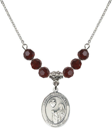 Saint Margaret Mary Alacoque Birthstone Necklace | 3/4 inch | 6mm Beads | N30-8420