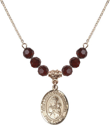 Our Lady of Czestochowa Birthstone Necklace | 3/4 inch | 6mm Beads