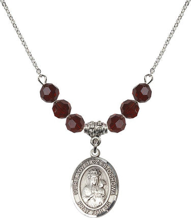 Our Lady of Czestochowa Birthstone Necklace | 3/4 inch | 6mm Beads