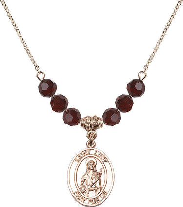 Saint Lucy Birthstone Necklace | 3/4 inch | 6mm Beads