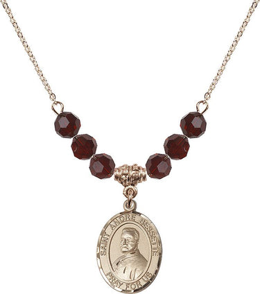 Saint Andre Bessette Birthstone Necklace | 3/4 inch | 6mm Beads