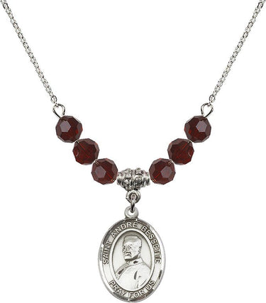 Saint Andre Bessette Birthstone Necklace | 3/4 inch | 6mm Beads