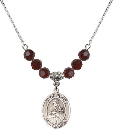 Saint Fidelis of Sigmaringen Birthstone Necklace | 3/4 inch | 6mm Beads
