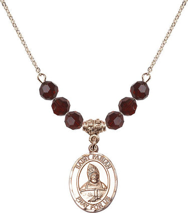 Saint Fabian Birthstone Necklace | 3/4 inch | 6mm Beads