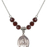 Saint Fabian Birthstone Necklace | 3/4 inch | 6mm Beads  Garnet Sterling Silver
