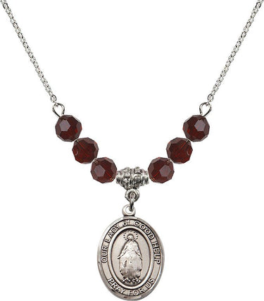 Our Lady of Good Help Birthstone Necklace | 3/4 inch | 6mm Beads