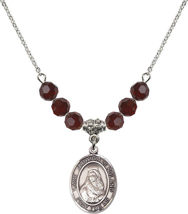 Saint Jadwiga of Poland Birthstone Necklace | 3/4 inch | 6mm Beads