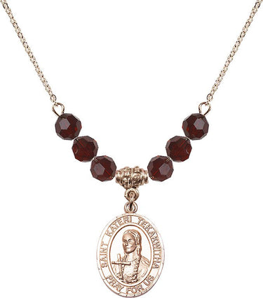 Saint Kateri Tekakwitha Birthstone Necklace | 3/4 inch | 6mm Beads | N30-8438