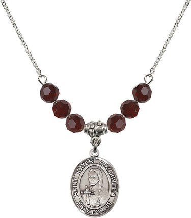 Saint Kateri Tekakwitha Birthstone Necklace | 3/4 inch | 6mm Beads | N30-8438