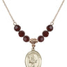 Saint Christopher Birthstone Necklace | 3/4 inch | 6mm Beads  Garnet 14kt Gold Filled