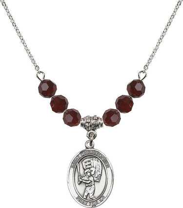 St. Christopher Baseball Birthstone Necklace | 3/4 inch | 6mm Beads | N30-8500