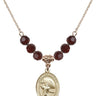 Saint Christopher Birthstone Necklace | 3/4 inch | 6mm Beads  Garnet 14kt Gold Filled