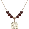 Saint Christopher Birthstone Necklace | 3/4 inch | 6mm Beads  Garnet 14kt Gold Filled