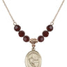 Saint Christopher Birthstone Necklace | 3/4 inch | 6mm Beads  Garnet 14kt Gold Filled