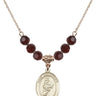 Saint Christopher Birthstone Necklace | 3/4 inch | 6mm Beads  Garnet 14kt Gold Filled