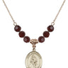 Saint Christopher Birthstone Necklace | 3/4 inch | 6mm Beads  Garnet 14kt Gold Filled