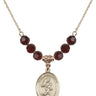Saint Christopher Birthstone Necklace | 3/4 inch | 6mm Beads  Garnet 14kt Gold Filled