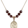 Saint Christopher Birthstone Necklace | 3/4 inch | 6mm Beads  Garnet 14kt Gold Filled