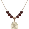 Saint Christopher Birthstone Necklace | 3/4 inch | 6mm Beads  Garnet 14kt Gold Filled