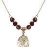 Saint Christopher Birthstone Necklace | 3/4 inch | 6mm Beads  Garnet 14kt Gold Filled