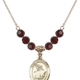 Saint Christopher Birthstone Necklace | 3/4 inch | 6mm Beads  Garnet 14kt Gold Filled