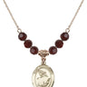 Saint Christopher Birthstone Necklace | 3/4 inch | 6mm Beads  Garnet 14kt Gold Filled