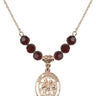 Saint Christopher Birthstone Necklace | 3/4 inch | 6mm Beads  Garnet 14kt Gold Filled