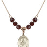 Saint Sebastian Birthstone Necklace | 3/4 inch | 6mm Beads  Garnet 14kt Gold Filled
