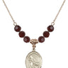 Saint Sebastian Birthstone Necklace | 3/4 inch | 6mm Beads  Garnet 14kt Gold Filled