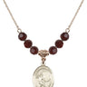Saint Sebastian Birthstone Necklace | 3/4 inch | 6mm Beads  Garnet 14kt Gold Filled