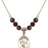 Saint Sebastian Birthstone Necklace | 3/4 inch | 6mm Beads  Garnet 14kt Gold Filled